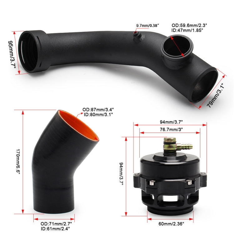 Car Modified 50mm Turbo Intake Pipe Kit for BMW N54 E88 E90, JQG1006-BK Car Modified 50mm Turbo Intake Pipe Kit for BMW N54 E88 E90, JQG1006-BK